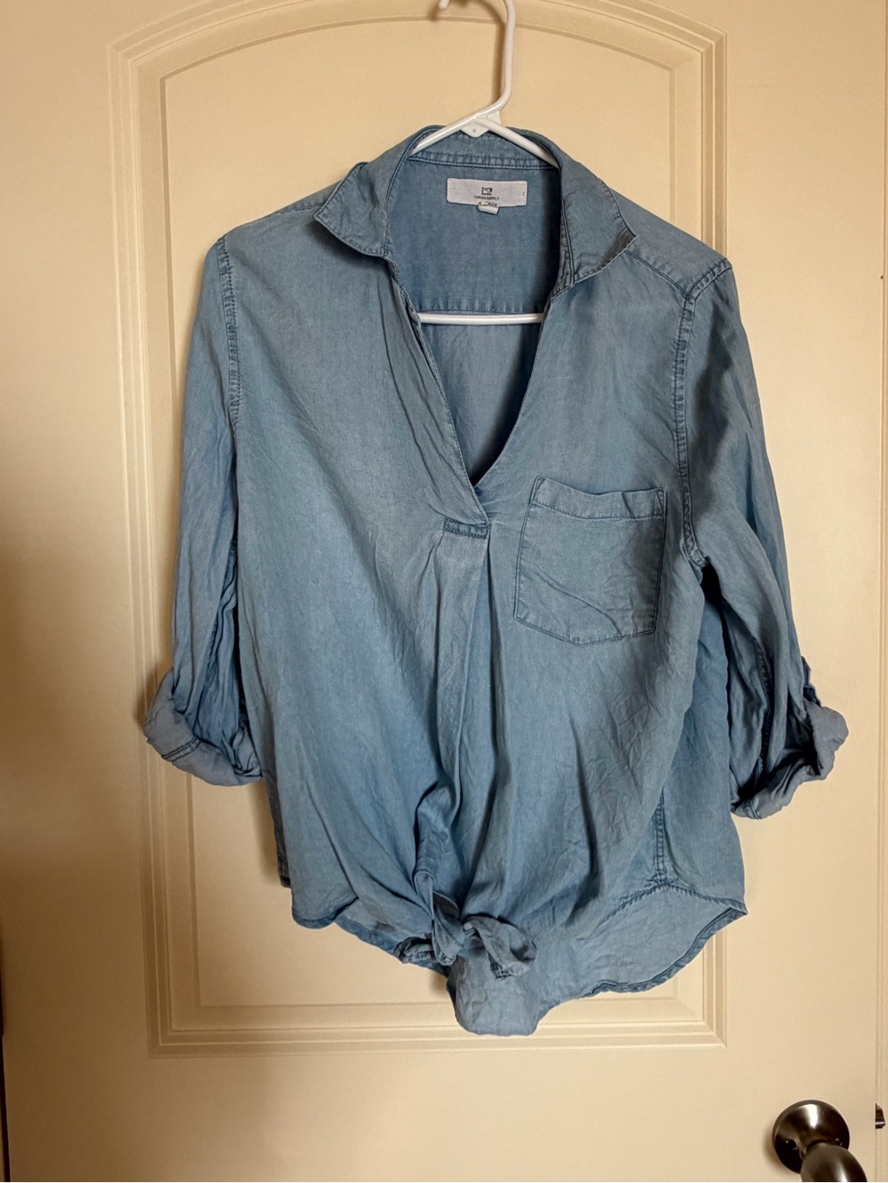 Thread & Supply Light Blue Tie-Hem Shirt